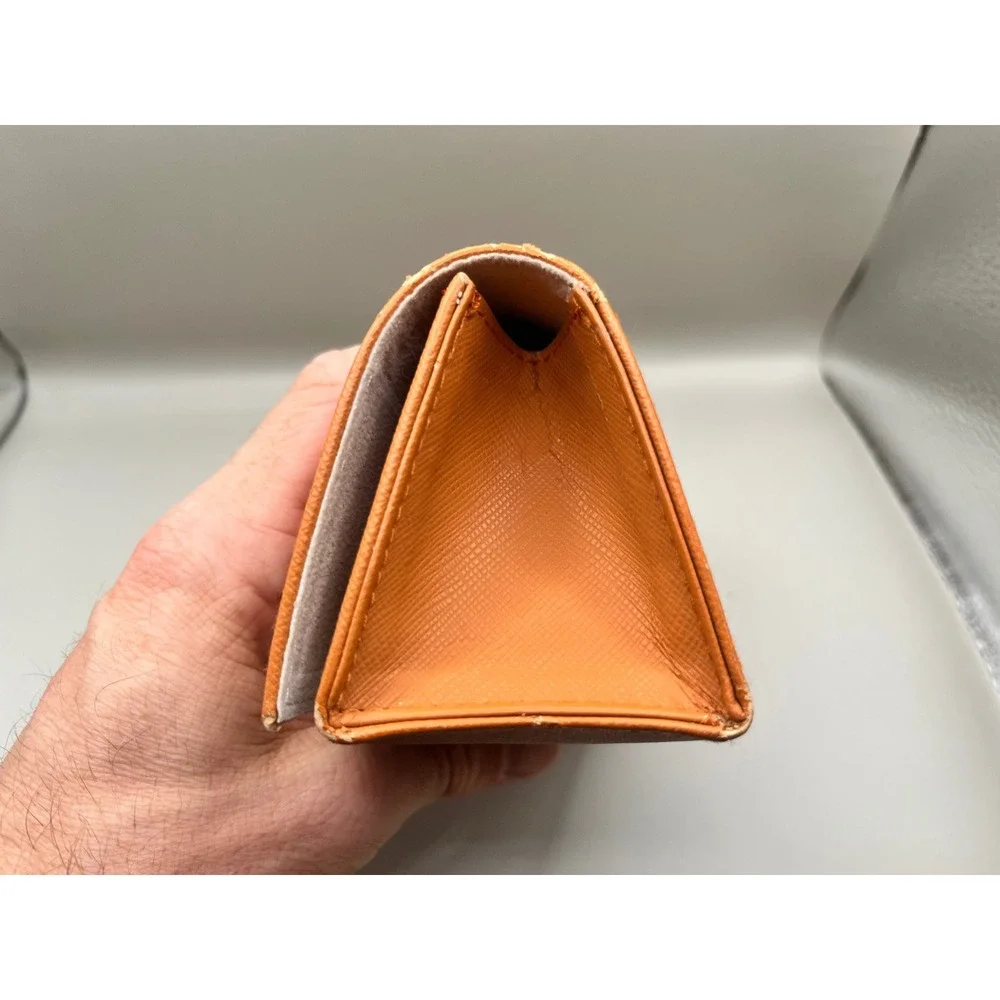 Tory Burch Orange Saffiano Leather Hard Shell Sunglasses Case Gold Logo